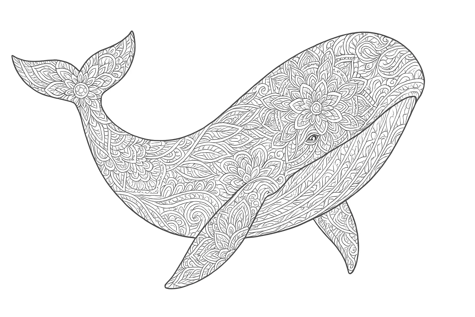 Whale as Detailed Coloring Page