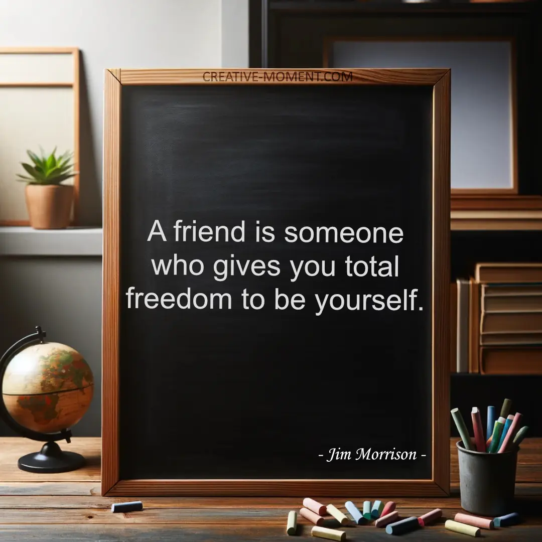 A friend is someone who gives you total freedom to be yourself