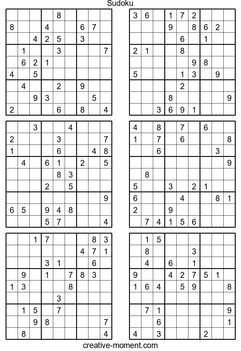 Brain Jogging Extreme: Print Very Difficult Sudoku for Free