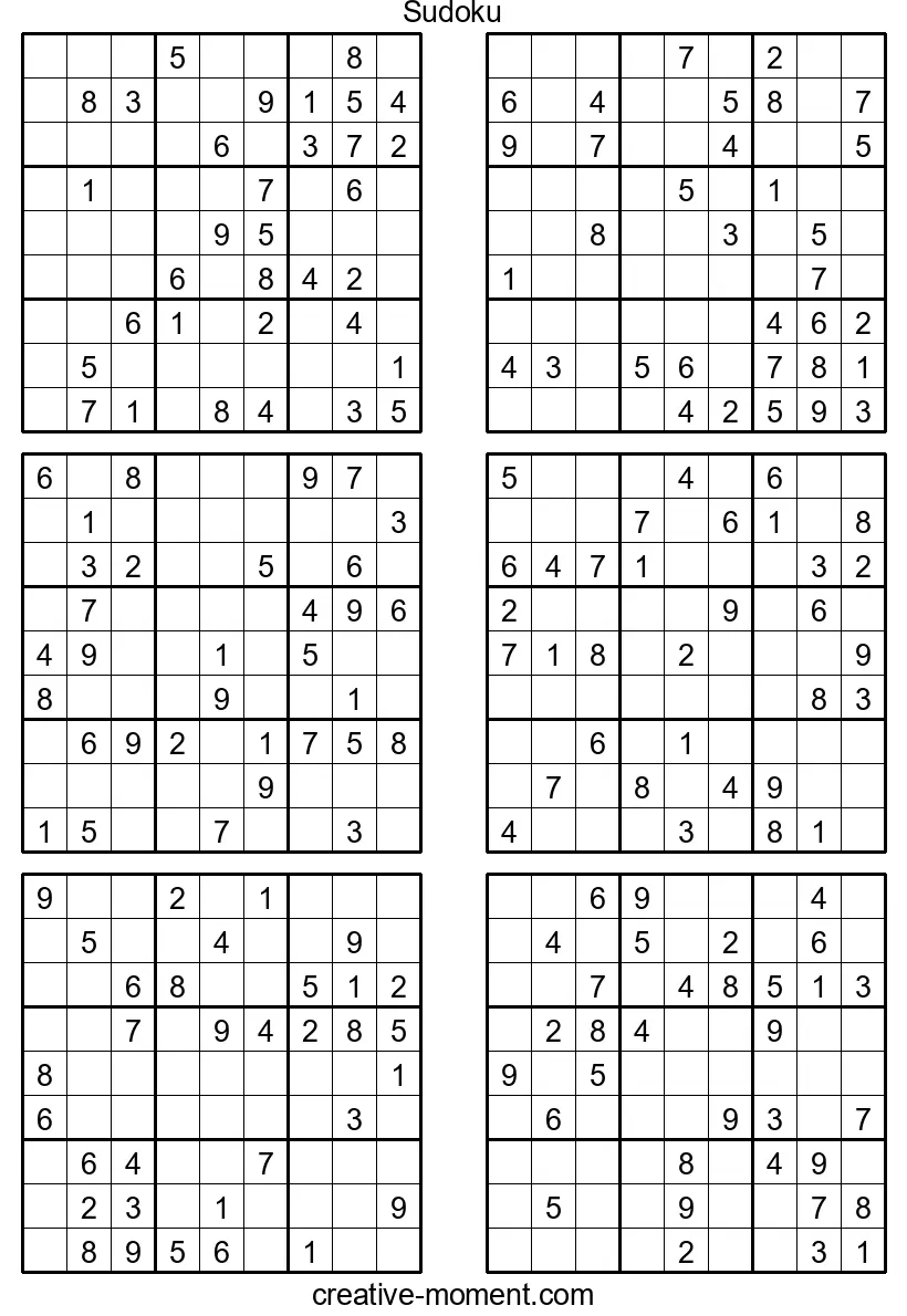 Challenge Yourself: Free Medium-Difficulty Sudoku Puzzles to Print