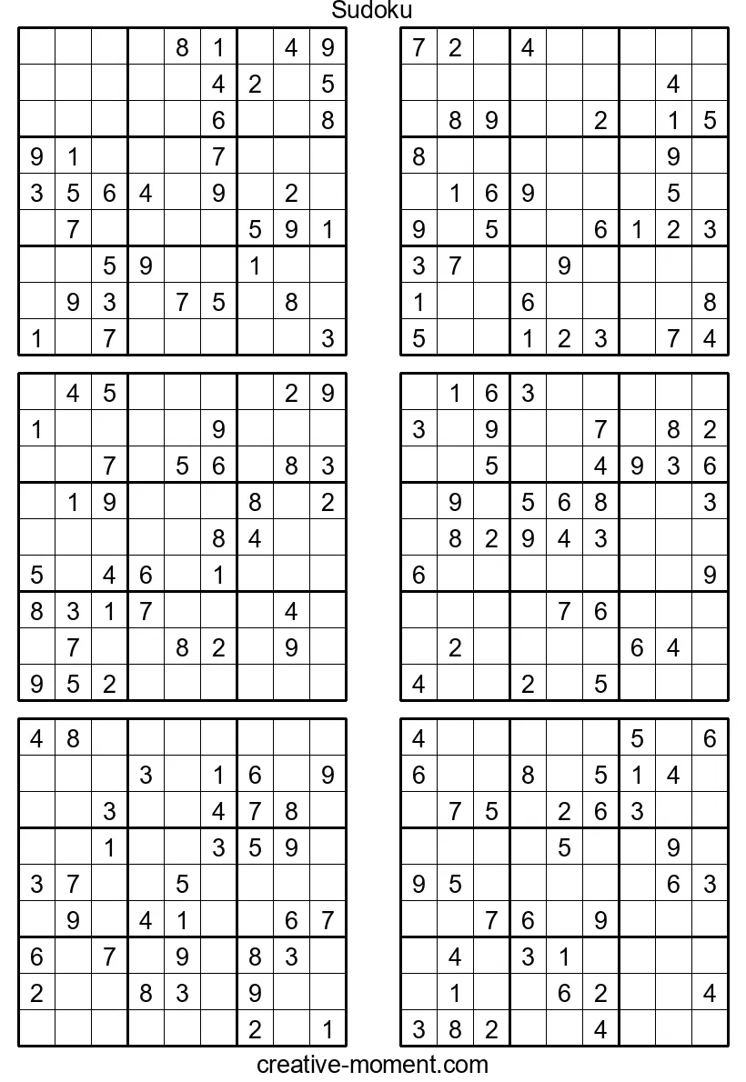 Medium-Difficulty Sudoku Challenges: Free PDFs to Print