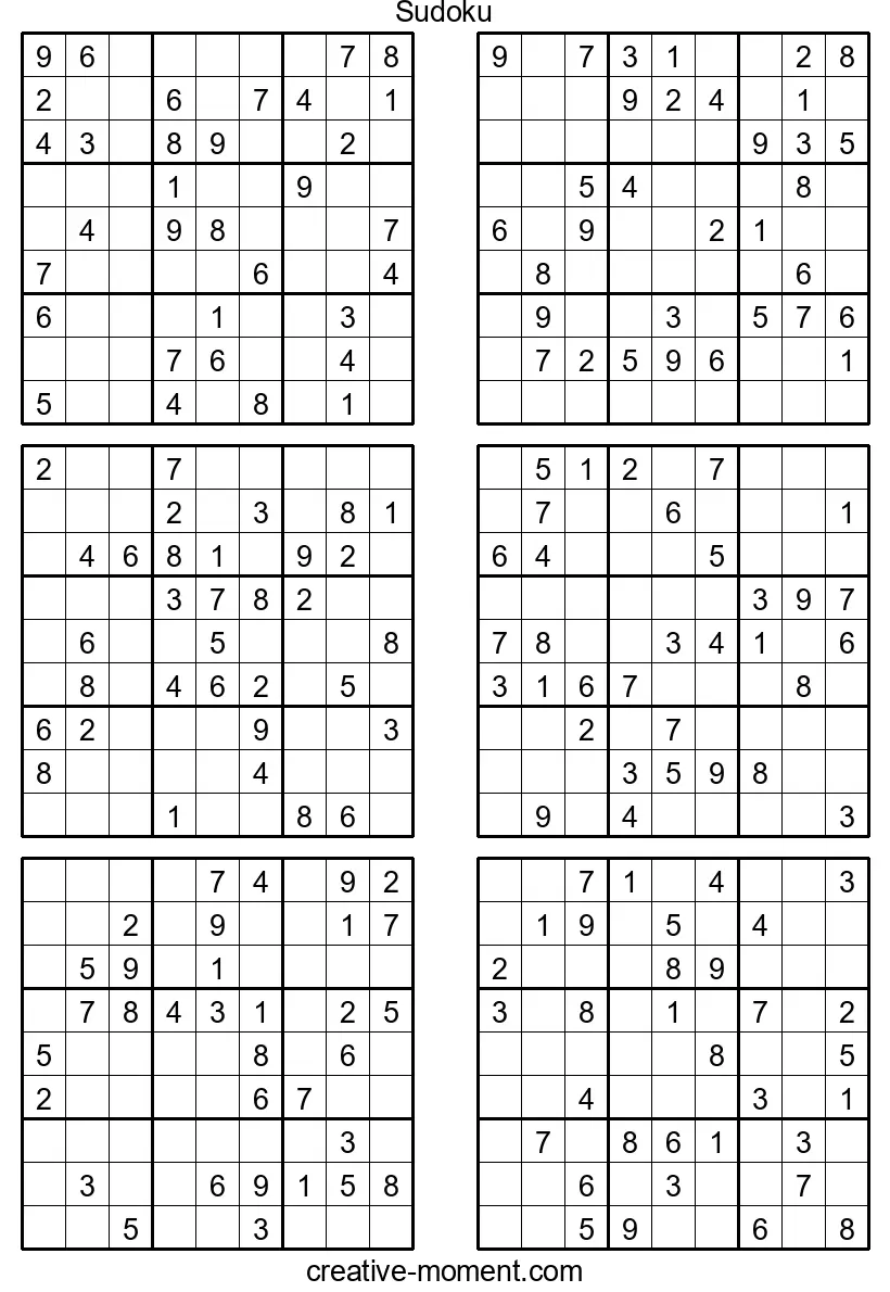 Medium Sudoku Online: Play for Free and Print PDFs