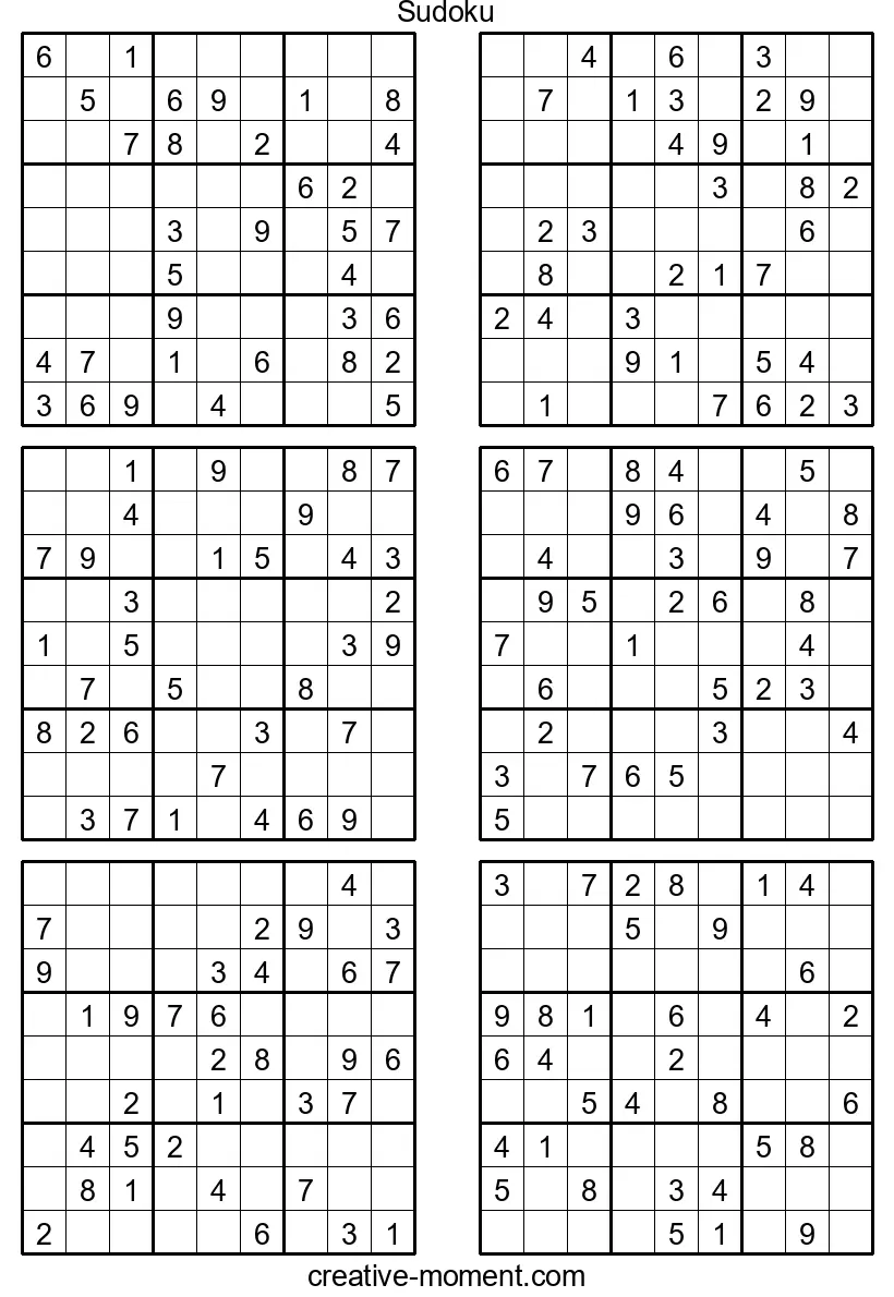 Medium Sudoku Puzzles for a Quick Break: Free to Print