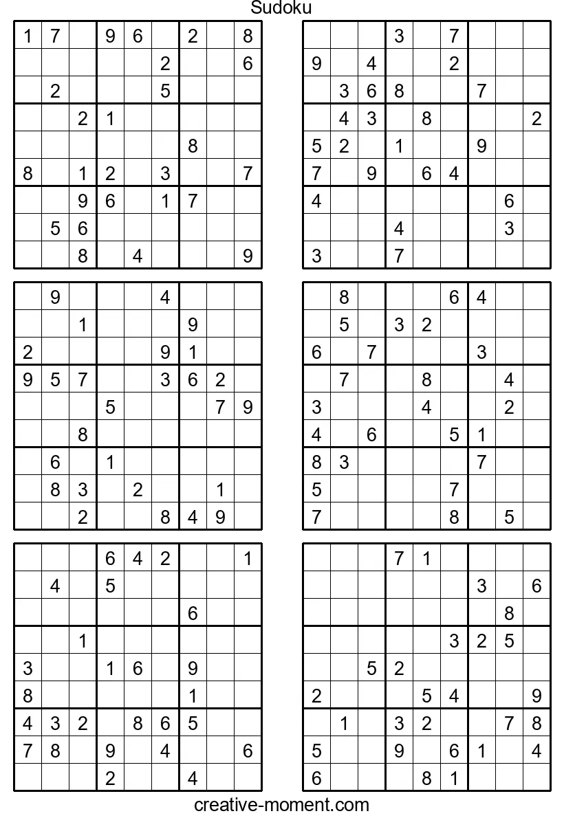 Sudoku Brain-Booster: Print Difficult and Very Difficult Puzzles for Free