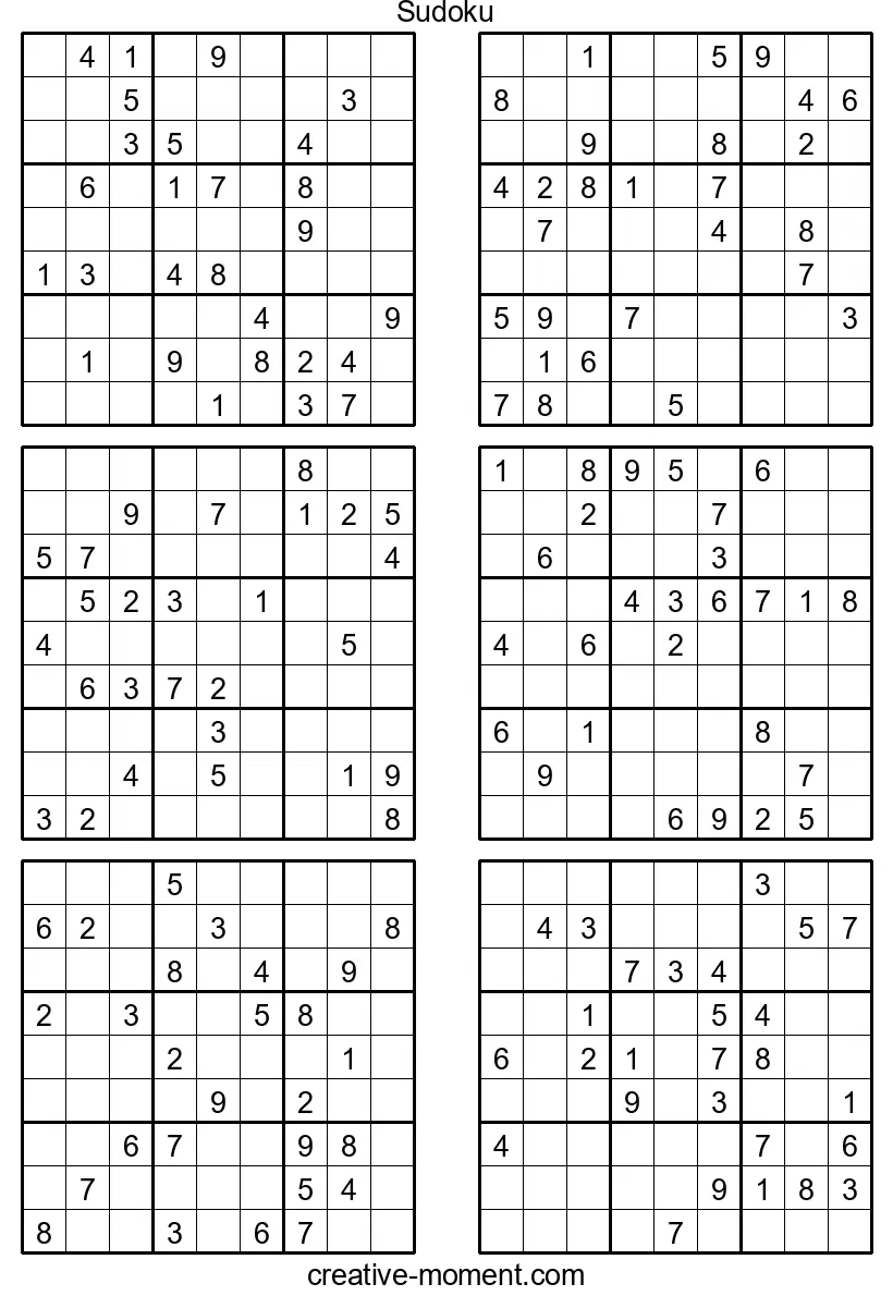 The Toughest Sudoku Puzzles: Print for Free for Experts